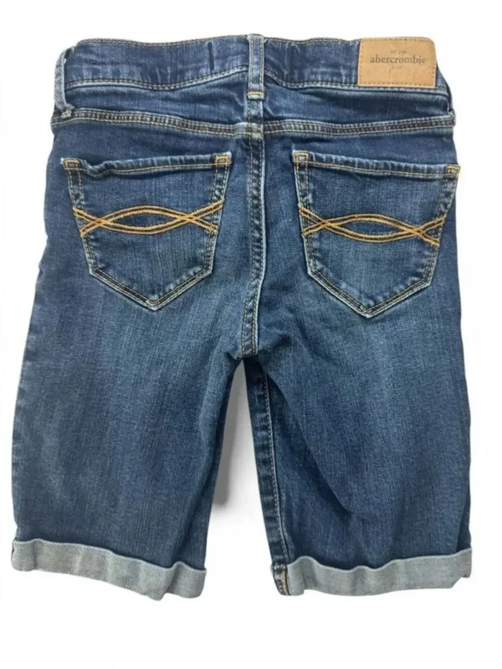 Abercrombie Girls Bermuda Denim Shorts Size 12 Blue Rolled Hem Medium Wash